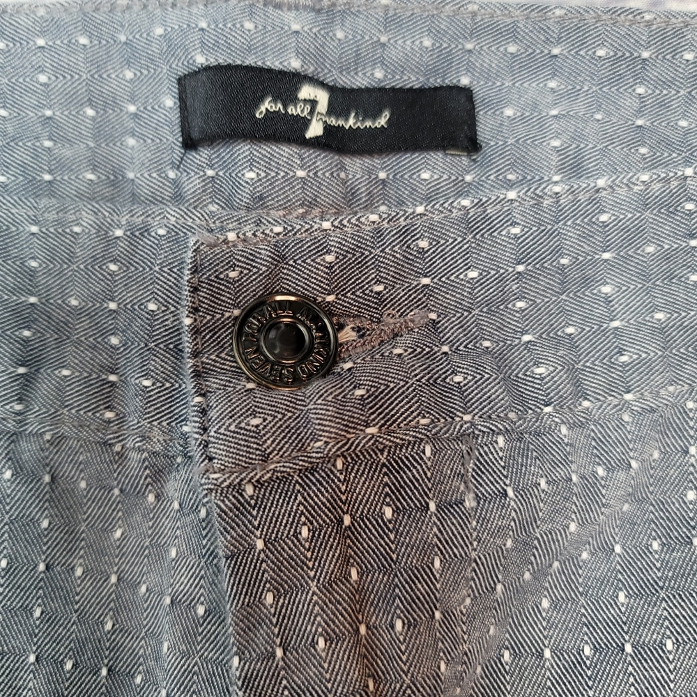 7 For All Man Kind Men’s size 40 Casual Check Flat Front Light Blue-Gray Shorts - Picture 2 of 10